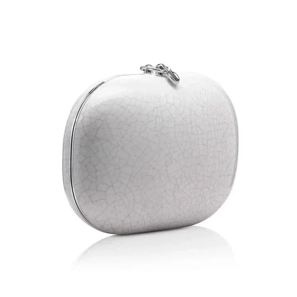 Jeffrey Levinson Elina Cracked Porcelain chrome hardware womens clutch bag purse - Picture 12 of 12